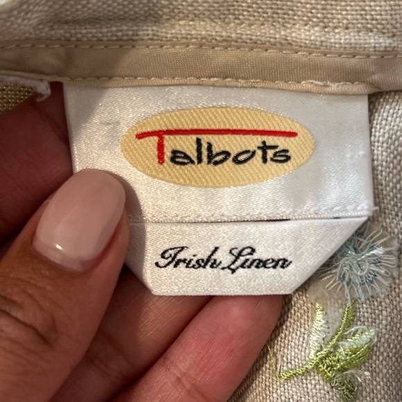 Talbots vintage Irish linen wide leg floral embroidered pants size- see pics - Picture 6 of 9